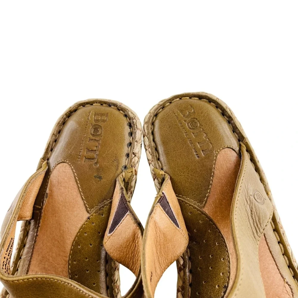 Born Womens 8/39 M/W Leather Espadrille Wedge Sandals‎